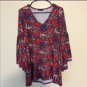 Boho fall blouse with bell sleeves
